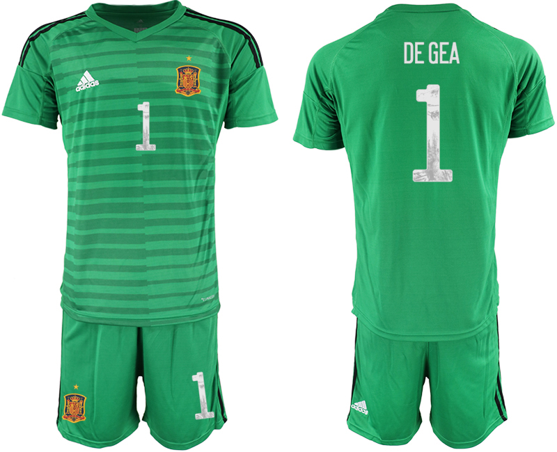 Men 2021 European Cup Spain green goalkeeper #1 Soccer Jersey1